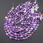 Natural Purple Amethyst Faceted Heart Beads 12mm Center Drilled Gemstone 15.5" Strand