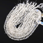 Translucent Natural Blue Rainbow Moonstone Beads Freeform Center Drilled Chip Rondelle 15.5" Strand