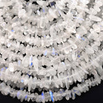 Translucent Natural Blue Rainbow Moonstone Beads Freeform Center Drilled Chip Rondelle 15.5" Strand