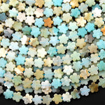 Natural Multicolor Amazonite Cherry Blossom Flower Beads 6mm Carved Gemstone 15.5" Strand