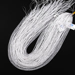 Natural Rock Crystal Quartz Thin Fine Tube Beads 4x2mm 15.5" Strand