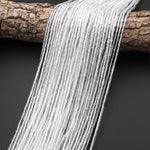 Natural Rock Crystal Quartz Thin Fine Tube Beads 4x2mm 15.5" Strand