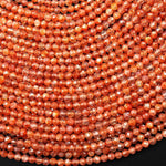 AAA Faceted Natural Orange Sunstone Round Beads 3mm Gemstone 15.5" Strand