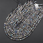 Natural Labradorite Smooth Freeform Rondelle 6mm Beads Gemstone 15.5" Strand