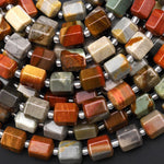Natural Landscape Ocean Jasper 10mm Faceted Hexagon Tube Beads 15.5" Strand