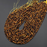 AAA Faceted Natural Tiger's Eye 4x3mm Rondelle Gemstone Beads 15.5" Strand