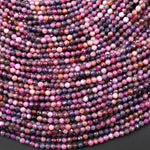 Faceted Natural Blue Sapphire Pink Ruby 2mm Round Gemstone Beads 15.5" Strand