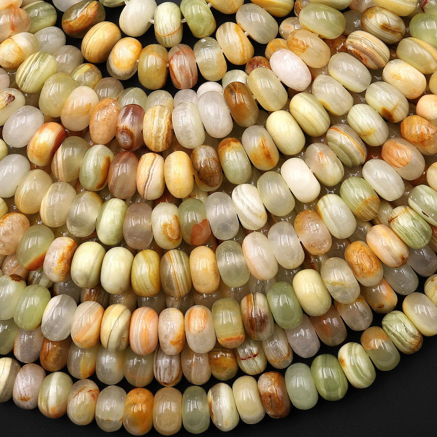 AAA Natural Green Brown Calcite 8mm Rondelle Beads Aka Afghanistan Jade 15.5" Strand