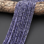 Natural Blue Iolite Faceted 2mm Round Beads 15.5" Strand