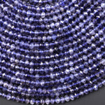 AAA Natural Blue Iolite Faceted 4mm Rondelle Beads 15.5" Strand