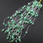 AAA Natural Green Aventurine Hand Carved Tulip Lily Flower Vertically Drilled Gemstone 15mm Beads Strand