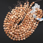 Faceted Natural Sunstone Heart Beads 12mm Gemstone 15.5" Strand