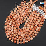 Faceted Natural Peach Sunstone Heart Beads 12mm Gemstone 15.5" Strand