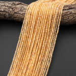 Faceted Genuine Natural Honey Yellow Citrine 3mm Rondelle Beads 15.5" Strand