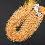 Faceted Genuine Natural Honey Yellow Citrine 3mm Rondelle Beads 15.5" Strand