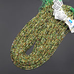 AAA Faceted Natural Green Yellow Petrol Tourmaline 2mm Round Beads Gemstone 15.5" Strand