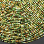 AAA Faceted Natural Green Yellow Petrol Tourmaline 2mm Round Beads Gemstone 15.5" Strand