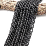 AAA Natural Black Lava Tube 7x4mm Rice Barrel Tube Beads Organic Earthy Stone 15" Strand