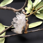 Hand Carved Natural Rock Quartz Druzy Crystal Cluster Hedgehog Pendant