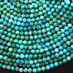 AAA Natural Blue Turquoise 4mm Faceted Round Beads Real Genuine Gemstone 15.5" Strand