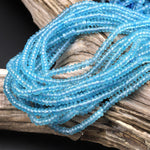 AAA Swiss Blue Topaz 3mm Faceted Thin Rondelle Beads Laser Diamond Cut Real Genuine Topaz Gemstone 15.5" Strand