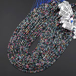 AAA Natural Paraiba Blue Tourmaline Pink Faceted 2mm 3mm Cube Beads Indicolite Gemstone 15.5" Strand