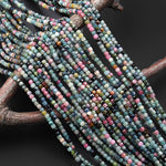 AAA Natural Paraiba Blue Tourmaline Pink Faceted 2mm 3mm Cube Beads Indicolite Gemstone 15.5" Strand
