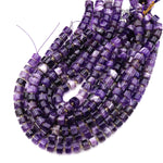 Gemmy Natural Purple Amethyst 12mm Rondelle Wheel Short Cylinder Beads 15.5" Strand