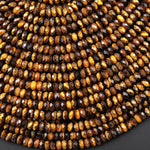 AAA Faceted Natural Tiger's Eye 4mm Thin Rondelle Gemstone Beads 15.5" Strand