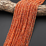 AAA Faceted Natural Orange Sunstone Round Beads 3mm Gemstone 15.5" Strand