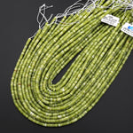 Natural Mustard Green Jade 3mm 4mm Heishi Gemstone Beads 15.5" Strand