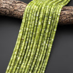 Natural Mustard Green Jade 3mm 4mm Heishi Gemstone Beads 15.5" Strand