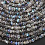 Natural Labradorite Smooth Freeform Rondelle 6mm Beads Gemstone 15.5" Strand