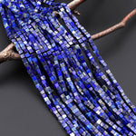 Natural Blue Lapis Smooth Cube Dice 4mm Beads Gemstone 15.5" Strand
