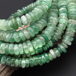 Rare Large Natural African Green Chalcedony 12mm Freeform Rondelle Wheel Beads 15.5" Strand