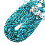 AAA Natural Blue Turquoise 3mm 4mm Faceted Round Beads Real Genuine Micro Cut Gemstone 15.5" Strand