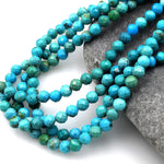 AAA Natural Blue Turquoise 3mm 4mm Faceted Round Beads Real Genuine Micro Cut Gemstone 15.5" Strand