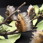 Hand Carved Natural Rock Quartz Druzy Crystal Cluster Hedgehog Pendant