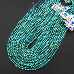 AAA Natural Blue Turquoise 4mm Faceted Round Beads Real Genuine Gemstone 15.5" Strand