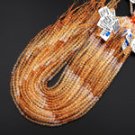 AAA Natural Citrine Faceted 4mm Round Beads Ombre Gemstone 15.5" Strand