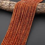 AAA Faceted Natural Orange Hessonite Garnet 2mm 3mm Thin Rondelle Beads 15.5" Strand