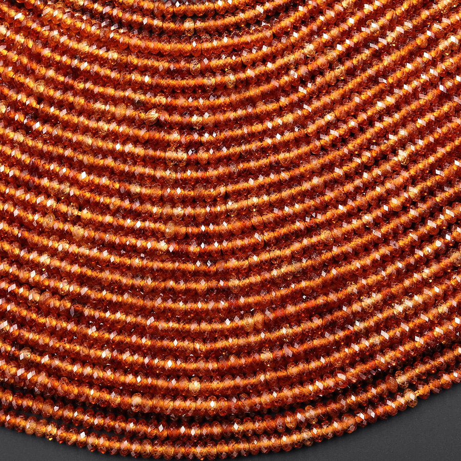 AAA Faceted Natural Orange Hessonite Garnet 2mm 3mm Thin Rondelle Beads 15.5" Strand