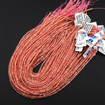 AAA Faceted Natural Pink Rhodochrosite 3mm Thin Rondelle Beads 15.5" Strand