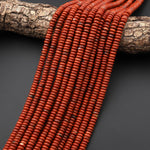 AAA Natural Red Jasper 6mm Smooth Thin Rondelle Beads 15.5" Strand