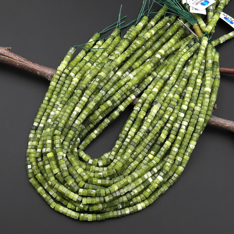 AAA Faceted Natural Korean Jade Beads 6mm hexagon Heishi Rondelle 15.5" Strand