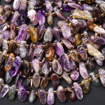 Rare Natural Auralite 23 Cacoxenite Freeform Side Drilled Oval Pebble Nugget Beads Healing Gemstone World’s Oldest Crystal 15.5" Strand