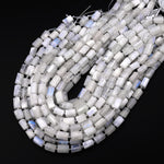 Natural Rainbow Moonstone Faceted Tube Beads 15.5" Strand