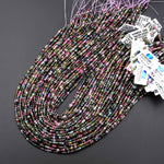 AAA Translucent Natural Tourmaline Faceted 2mm Fuchsia Pink Green Cube Beads Gemstone 15.5" Strand