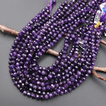 AAA Faceted Lantern Cut Natural Purple Amethyst 8mm Round Gemstone Beads 15.5" Strand
