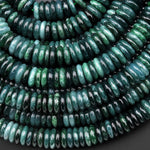 AAA Natural Guatemalan Dark Blue Green Jade Smooth Thin Heishi 10mm Beads 15.5" Strand
